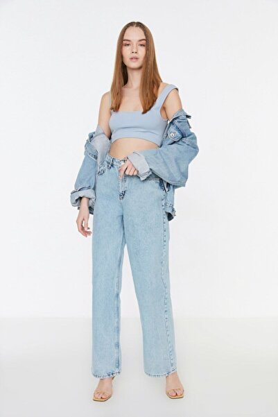 ByCukurovaFrango BY-5449 Τζιν παντελόνι με υπερυψηλή μέση και φαρδιά μπατζάκι...