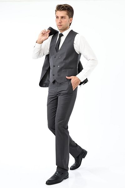 Presto بدلة سترة رمادية Slimfit للرجال - 6 Drop 583-090
