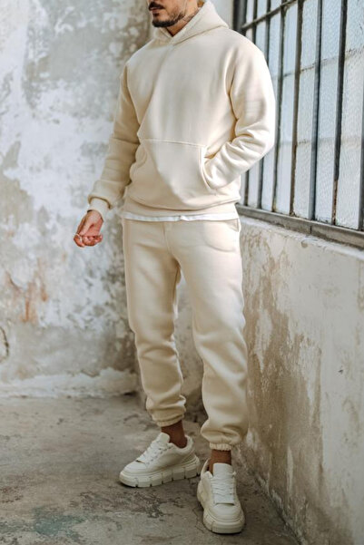ruNadeS Ανδρικό σετ φούτερ με μαλακή υφή, φαρδιά εφαρμογή καγκουρό με τσέπες και ελαστικά πόδια - Casual