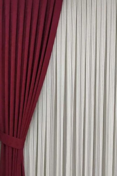 Özel Jaluzi Claret Red 1/3 Close Pleat Background Curtain