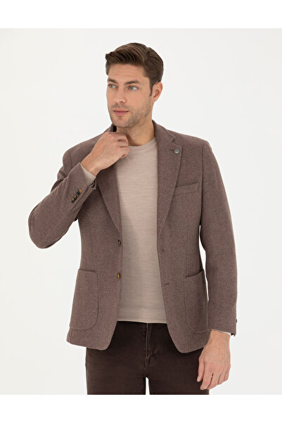 Pierre Cardin Brown Slim Fit Wool Blend Jacket 50276911-Vr029
