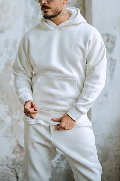 ruNadeS Ανδρικό σετ φούτερ με μαλακή υφή, φαρδιά εφαρμογή καγκουρό με τσέπες και ελαστικά πόδια - Casual