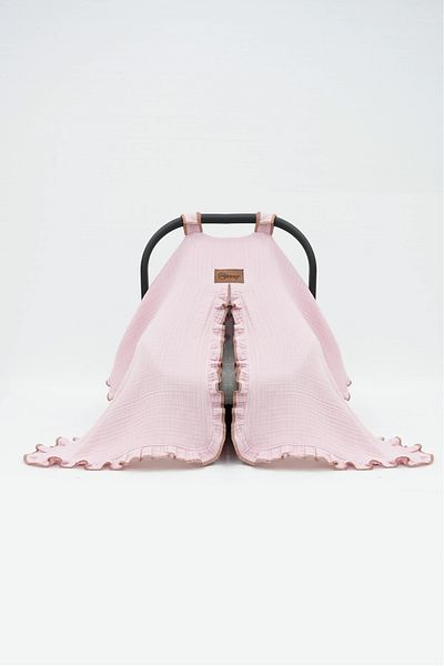 mordesign Muslin Baby Stroller Cover - Multi-Purpose, 100% Cotton, 4-Layer Frilly Ruffle Series, Powder