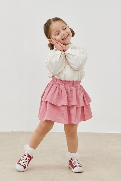 Tics Pink Flounced Layered Skirt