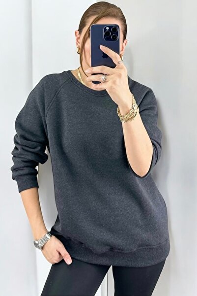 NUDEQUEEN سويت شيرت أساسي سميك كبير الحجم مع صوف من الداخل KGTBB0010