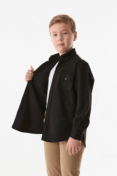 Fulla Moda Велурена риза за момче с два джоба