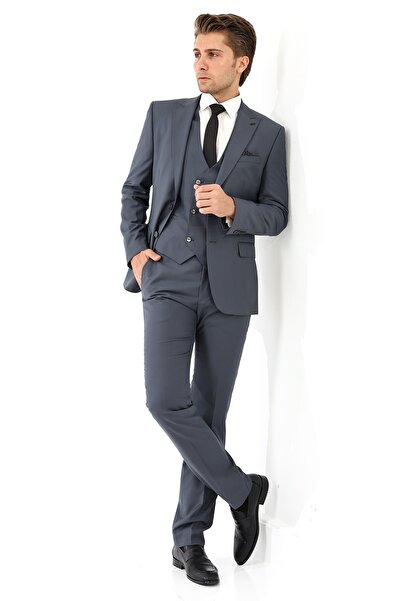 Presto Men's Vest Slimfit Suit 6 Drop Smoke 583-075