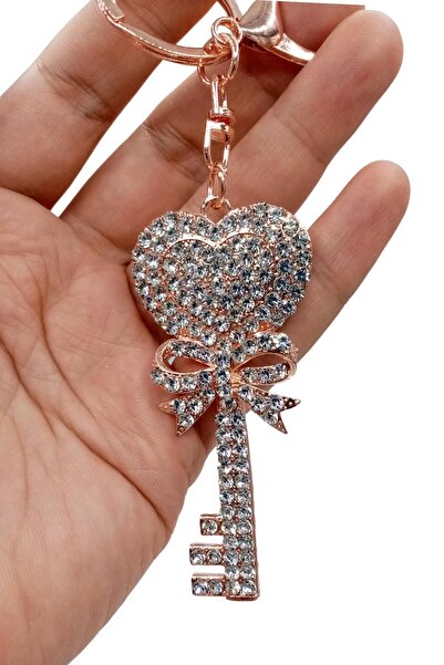 Dünyadan Hediyeler سلسلة مفاتيح بيضاء مرصعة بأحجار الكريستال رقم 3