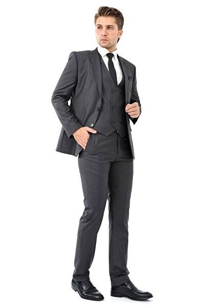 Presto Men's Slimfit Gray Vest Suit - 6 Drop 583-090