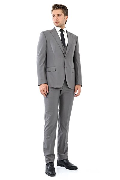 Presto 6 Drop Gray Slimfit Men's Suit - with Vest, 583-050