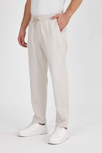 TheSeason Men's Beige Relaxed Fit Jogger Pants with Elastic Waist