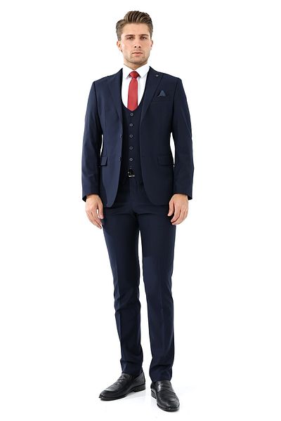 Presto بدلة Slimfit للرجال مع سترة 6 Drop Navy 581-250