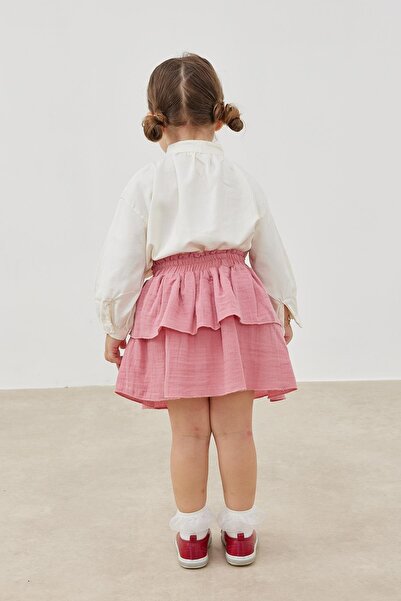 Tics Pink Flounced Layered Skirt