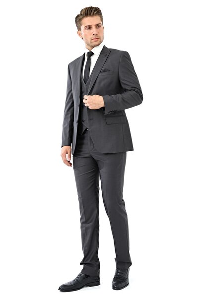 Presto Men's Slimfit Gray Vest Suit - 6 Drop 583-090