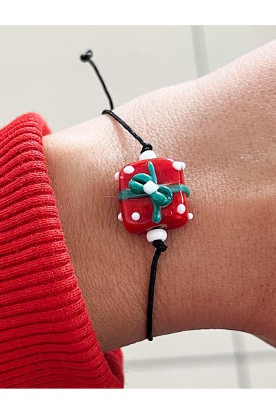 SWORDS CONCEPT Handmade Murano Glass Red Christmas Gift Package Bracelet