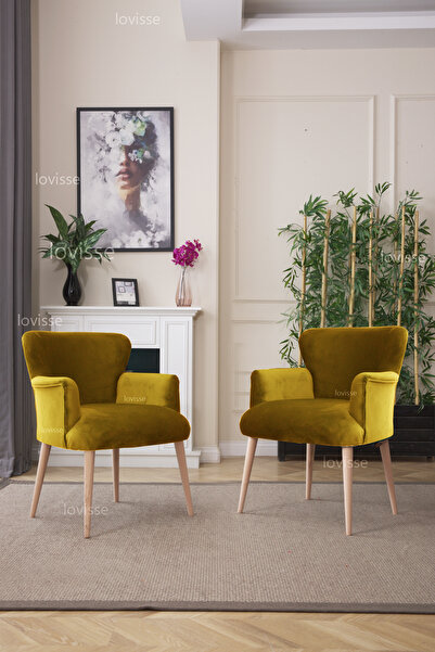 LOVİSSE HOME Hardal Sarısı Quantum Babyface Berjer, Tekli Koltuk, Ofis, Bekleme, Balkon, Sandalye, puf, çayseti