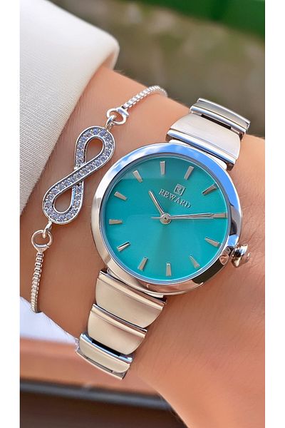 Reward Brand Silver Color Small Case Steel Cord Women's Wristwatch - with Bracelet Gift