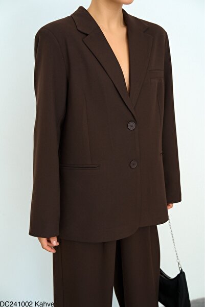 Lupies Kadın Acı Kahve Maskülen Oversize Blazer Ceket