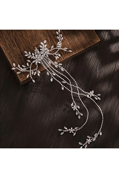 Eva Flore Crystal Jewelled Tasseled Bridal Engagement Maternity Hair Comb Hairpin