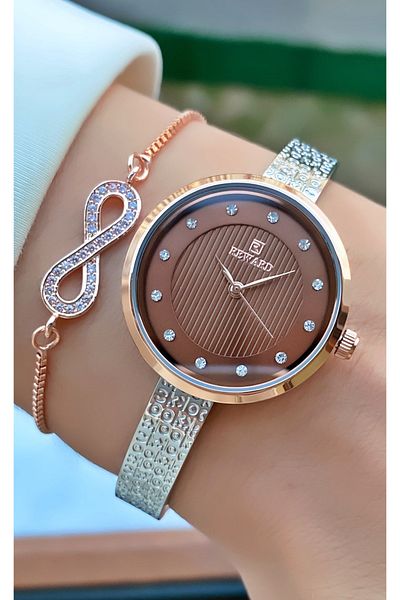 Reward Brand Rose Silver Color Small Case Steel Cord Women's Wristwatch - with Bracelet Gift