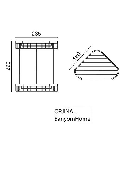 ÇELİK BANYO Stainless Brass Matte Black Eda 2-Piece 18X18 cm Shampoo Holder Bathroom Shelf