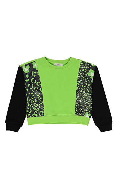 Panço Kız Çocuk Renkli Yeşil Sweatshirt