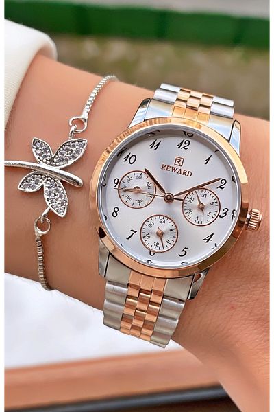 Reward Brand Yellow Silver Color Steel Cord Women's Wristwatch - with Bracelet Gift