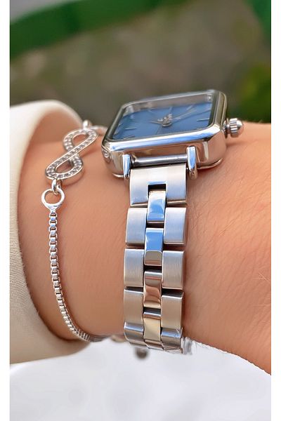 Reward Brand Silver Color Small Case Steel Cord Women's Wristwatch - with Bracelet Gift