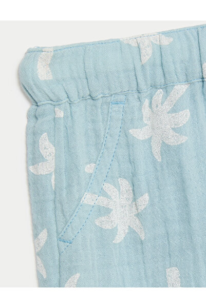 Marks & Spencer Saf Pamuklu Palmiye Desenli Şort (0-3 Yaş)