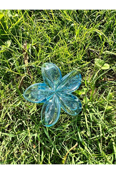 alhifa Cataramă cu zăvor pentru femei din acrilic strălucitor cu floare de lotus albastră