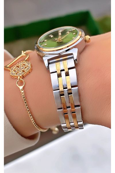 Reward Brand Yellow Silver Color Small Case Steel Cord Women's Wristwatch - with Bracelet Gift