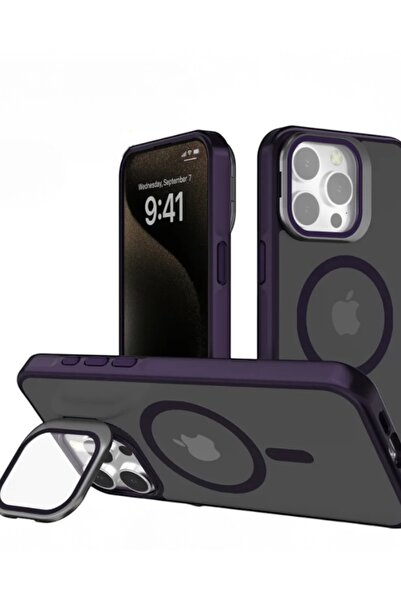 KILIF HOUSE Iphone 14 Plus Uyumlu Temper Camlı Standlı Magsafe Kılıf