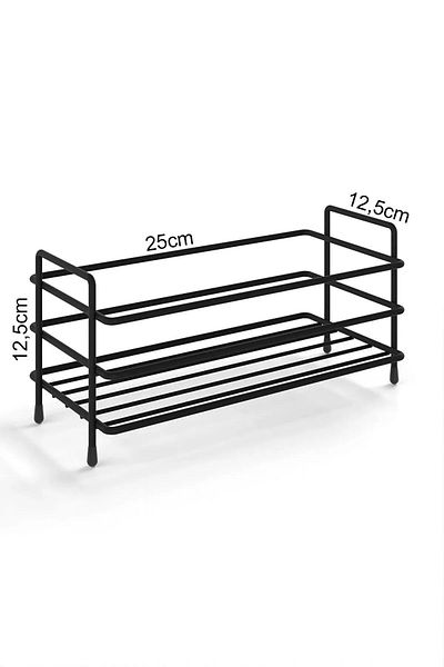KARTEYA Bathroom Kitchen Organizer Modern Black Metal Spice Rack Stand - Countertop Metal Bathroom Organizer