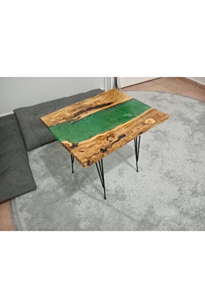 TRENDY CARPENTER Masif Zeytin Kökünden Epoksi Döküm Sehpa 50cm x 40cm