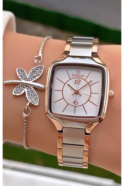 Reward Brand Yellow Silver Color Steel Cord Women's Wristwatch - with Bracelet Gift