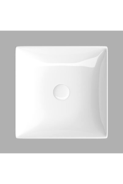 LUCCO Decente 40 Cm Tezgah Üstü Kare Lavabo Beyaz