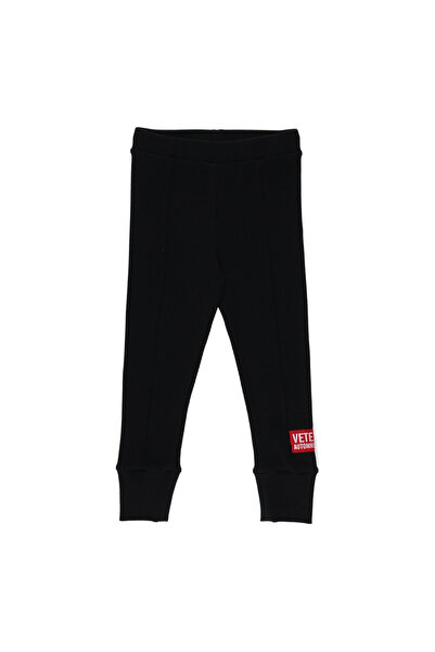 Panço Kız Çocuk Aksesuar Detaylı Siyah Tayt