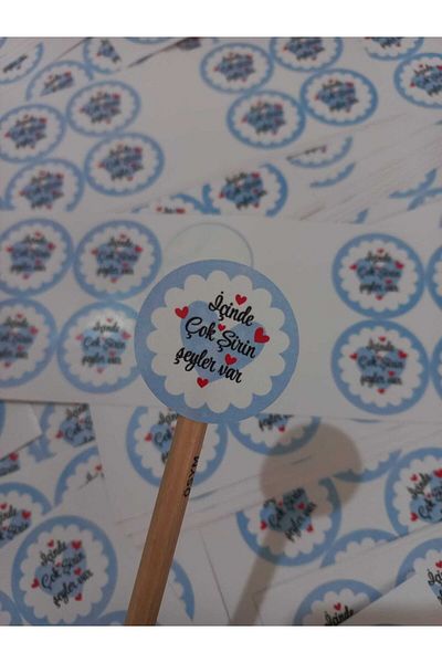 gg gençgirişimci Coated Sticker - There Are Many Cute Things Inside - (4x4cm) 70 Pieces / Blue