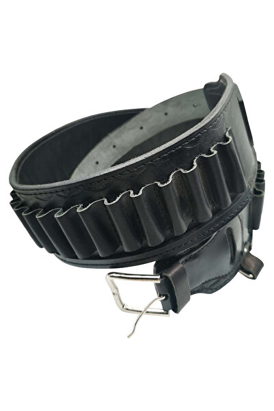 Aresoutdoors Deri Avcı Bel Fişekliği 36Cal İçin 40Lı Deri Fişeklik Siyah