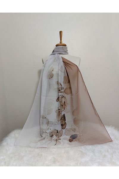 istanbul prensesleri Patterned Chiffon Shawl Gradient Floral Model