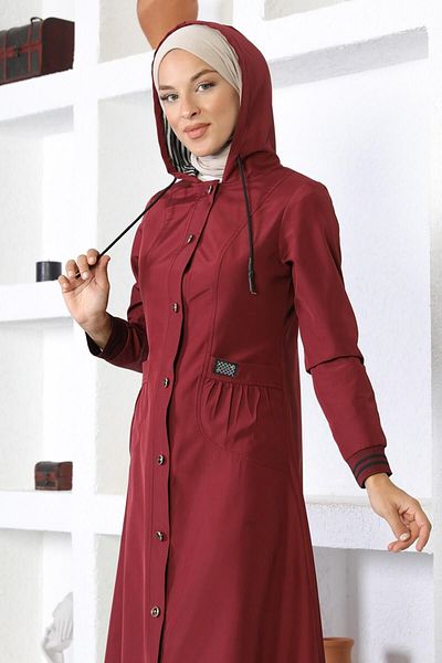 Moda Mihram Gerippter Trenchcoat mit Kapuze