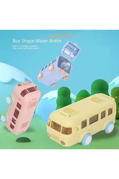 ANI OFİS KIRTASİYE Portable Bus Design - Children's Cute Water Bottle, Model with Teddy Bear Is Available