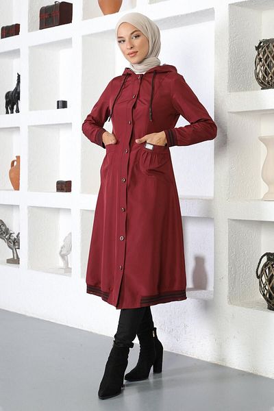 Moda Mihram Gerippter Trenchcoat mit Kapuze