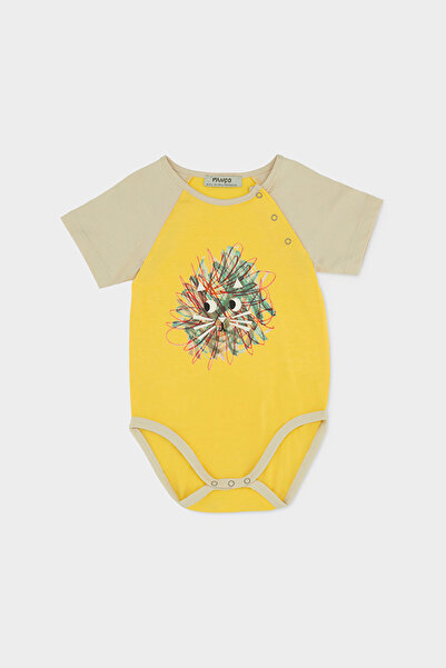 Panço Erkek Bebek Baskı Detaylı Sarı Body
