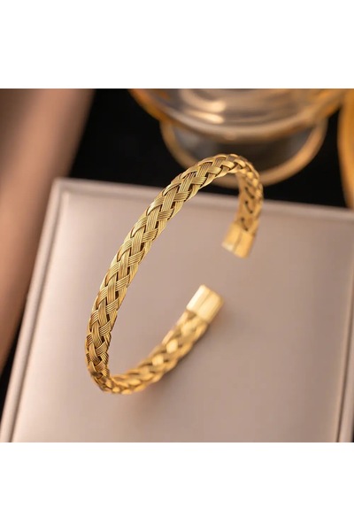 Wicker Knitted Model Steel Bracelet 20 Cm Friend Valentine Gift