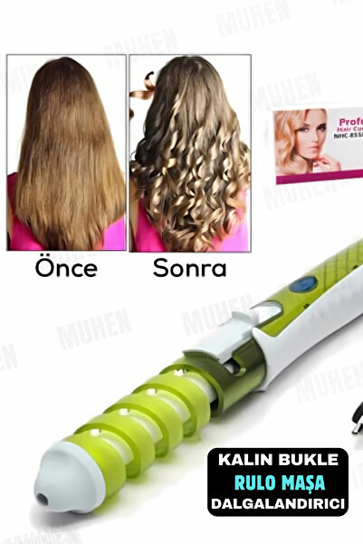 MUHEN Ceramic Coated Roller Hair Curling Iron for Thick Curls – Fast Heating ...