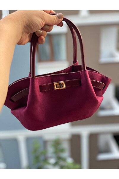 By EDUU Бордова замша шкіряна жіноча сумка через плече, ручна та на плече
