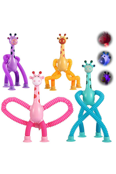Genel Markalar Vantuzlu Zürafa 4 Adet Eğitici Uzayan Boru Zürafa Teleskopik Y...