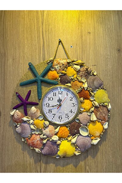 Ephesus Hediyelik Deniz Kabuklu Duvar Saati 65CM