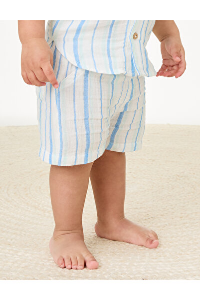 Marks & Spencer Saf Pamuklu Çizgili Şort (0-3 Yaş)